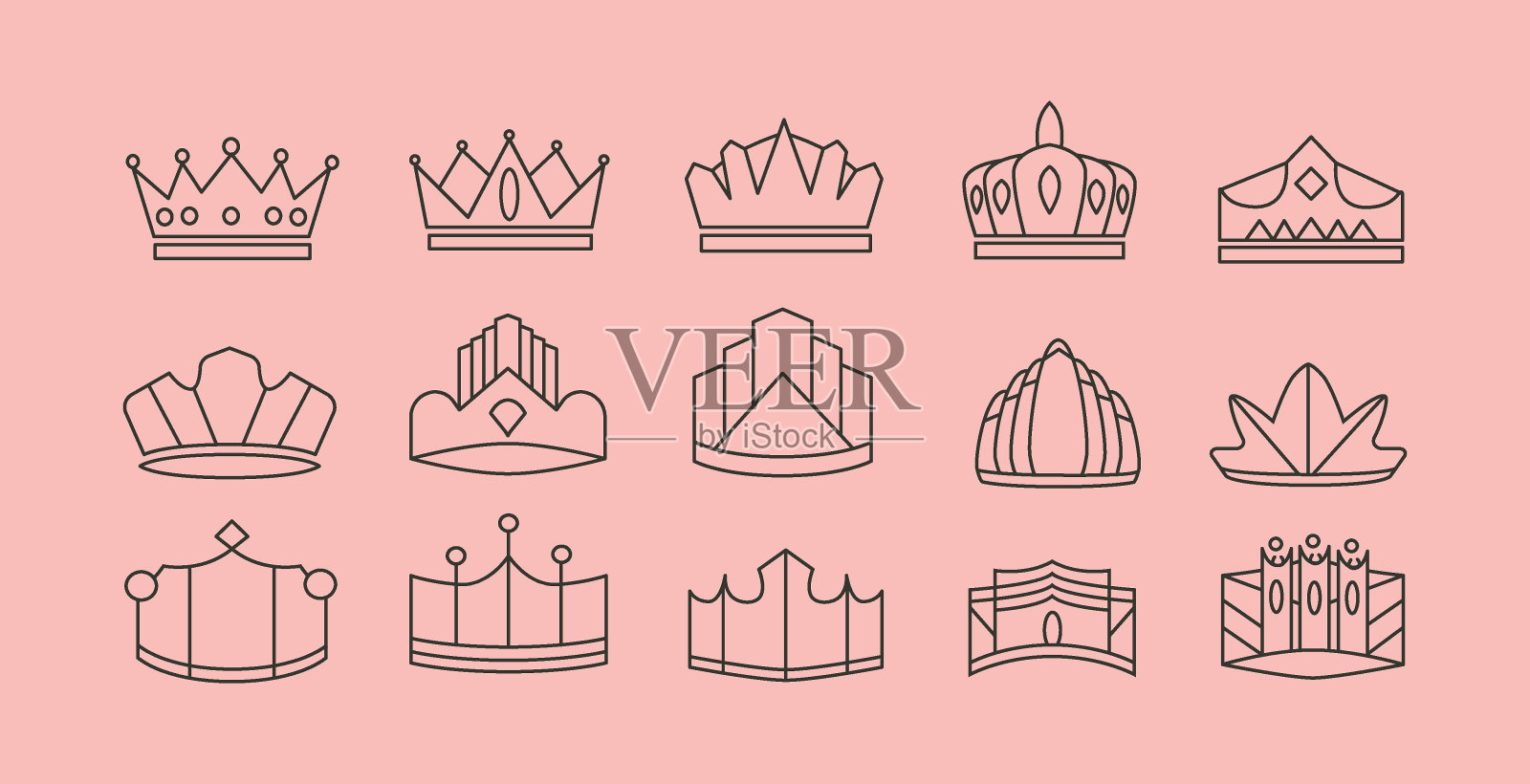 皇冠图标线条艺术标志矢量符号插图设计插画图片素材