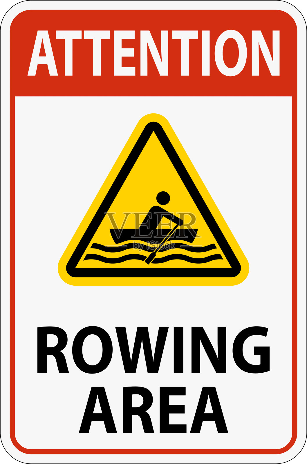 水上安全标志注意-划船区插画图片素材