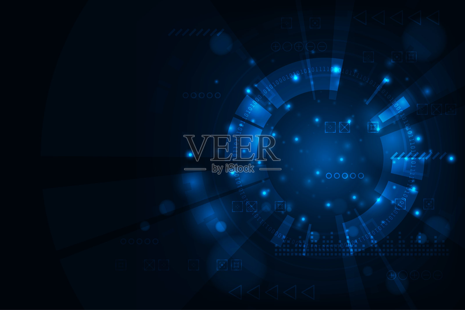 矢量数字hud科幻技术抽象蓝光背景。插画图片素材