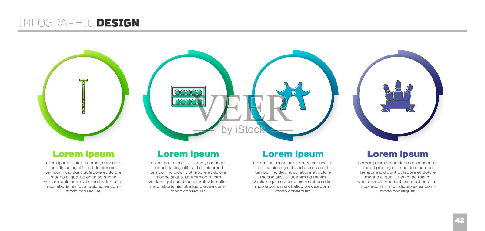 设置球杆、球架、休息架和保龄球瓶。业务信息图表模板。向量插画图片素材