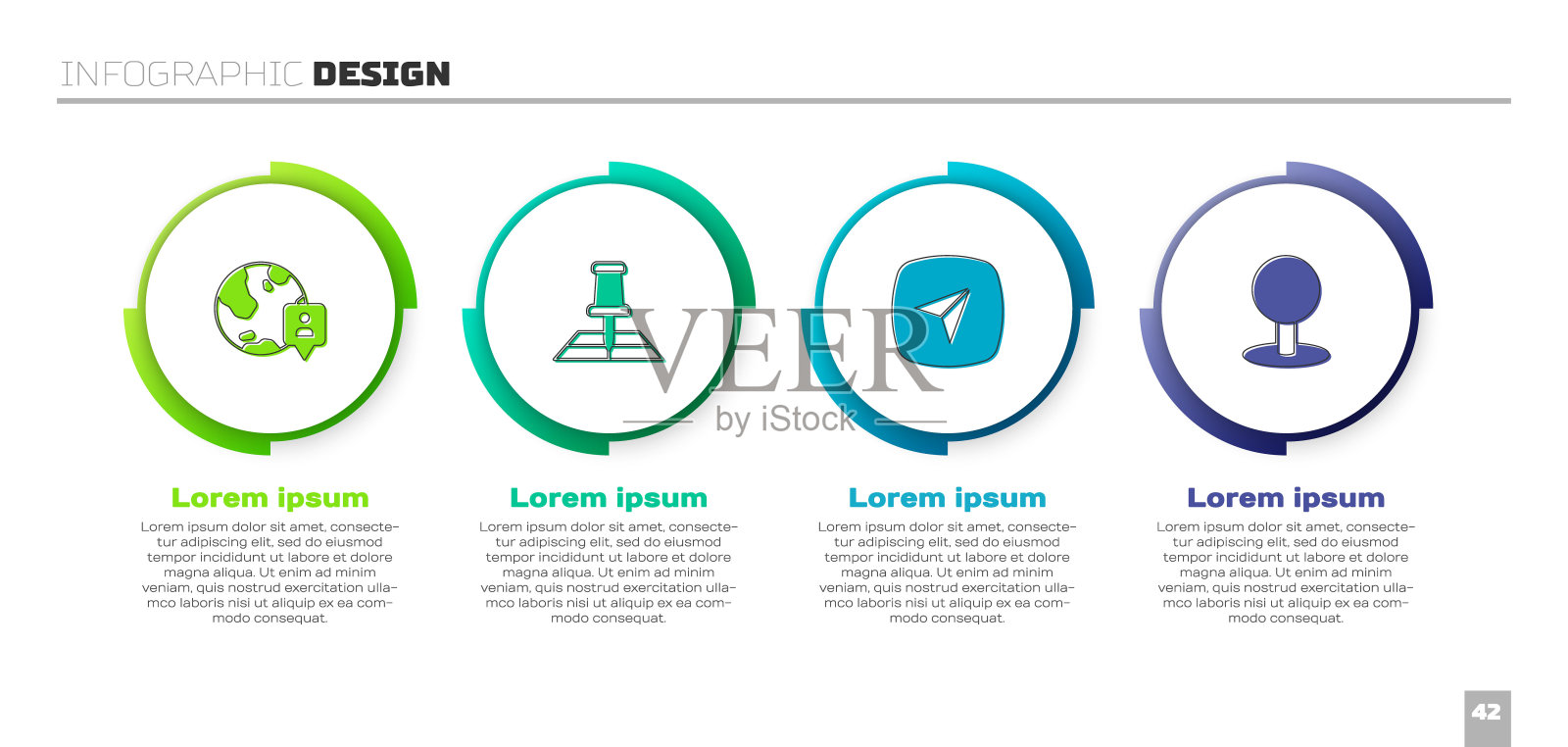 在地球仪上设置位置，折叠地图与位置标记，城市导航和推销。业务信息图表模板。向量插画图片素材