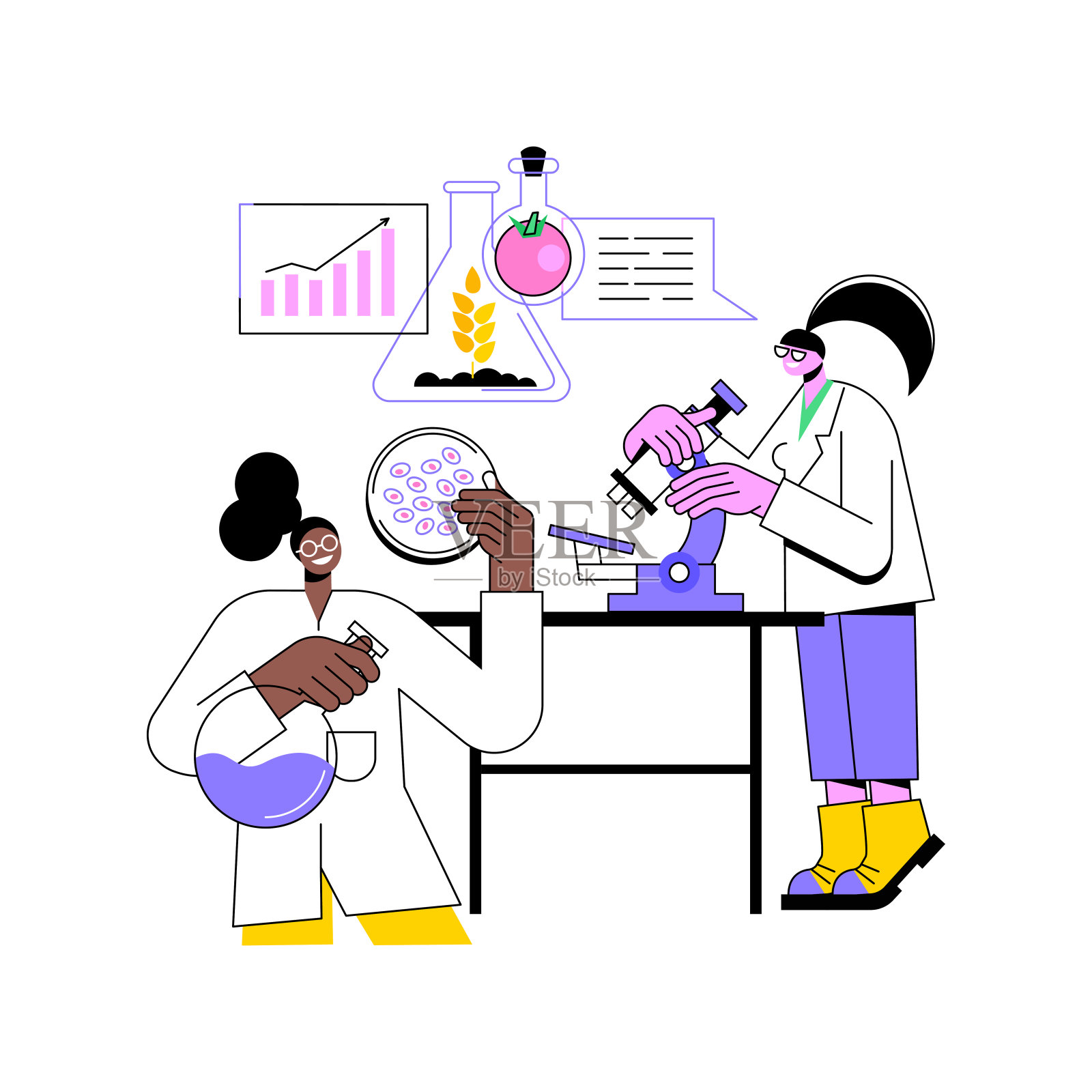 食品科学与技术隔离的卡通矢量插图。插画图片素材