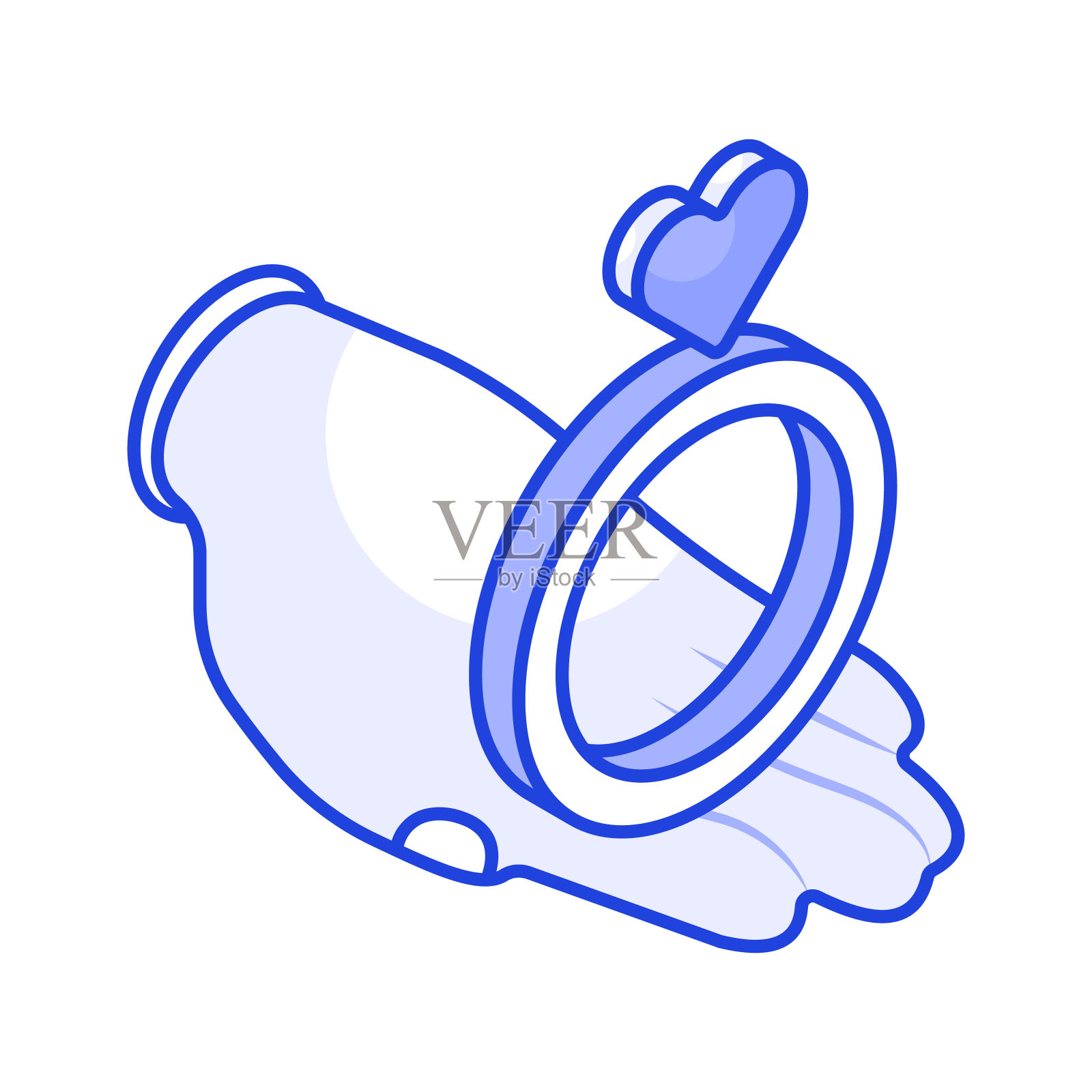 手上的心形戒指，展示婚礼求婚概念图标插画图片素材