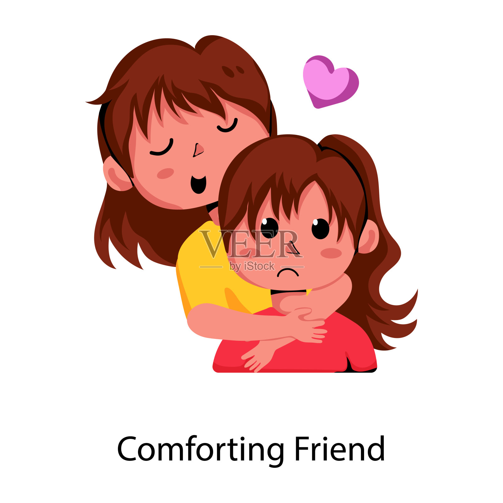 安慰朋友插画图片素材