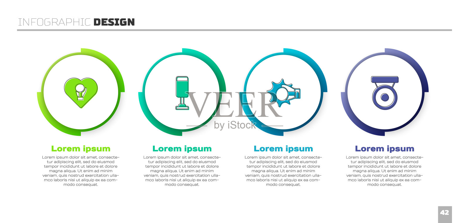 套装拳击手套，沙袋，拳击和锣。业务信息图表模板。向量插画图片素材