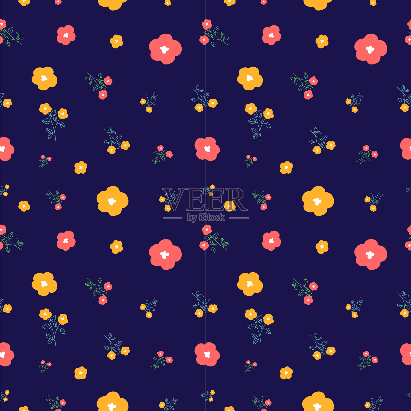 花卉无缝图案设计。愚蠢的花无缝图案矢量插画图片素材