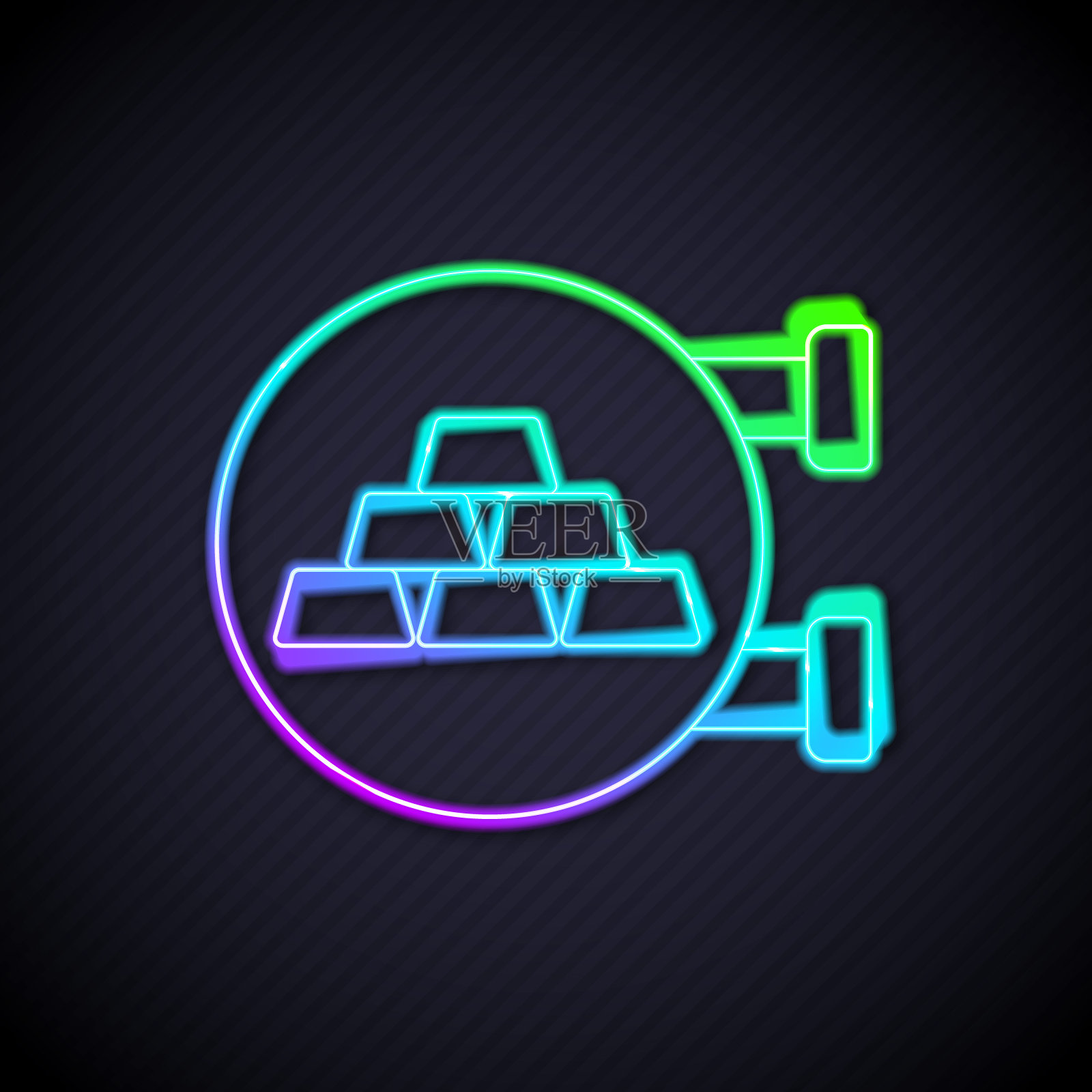 发光的霓虹灯线珠宝商店图标孤立的黑色背景。向量插画图片素材