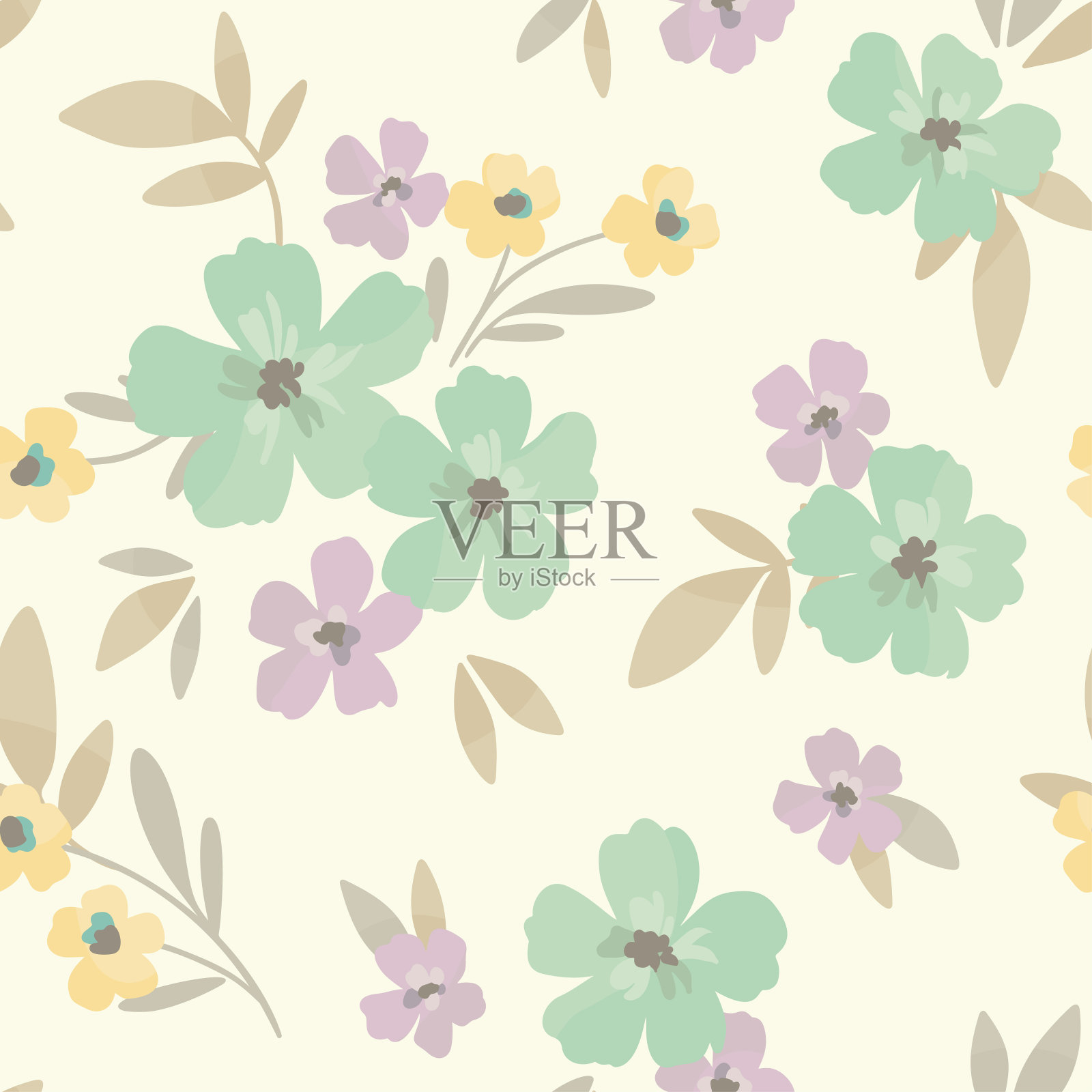 无缝的花卉图案，自由白痴印花与小可爱的雏菊花在柔和的颜色。矢量插图。插画图片素材