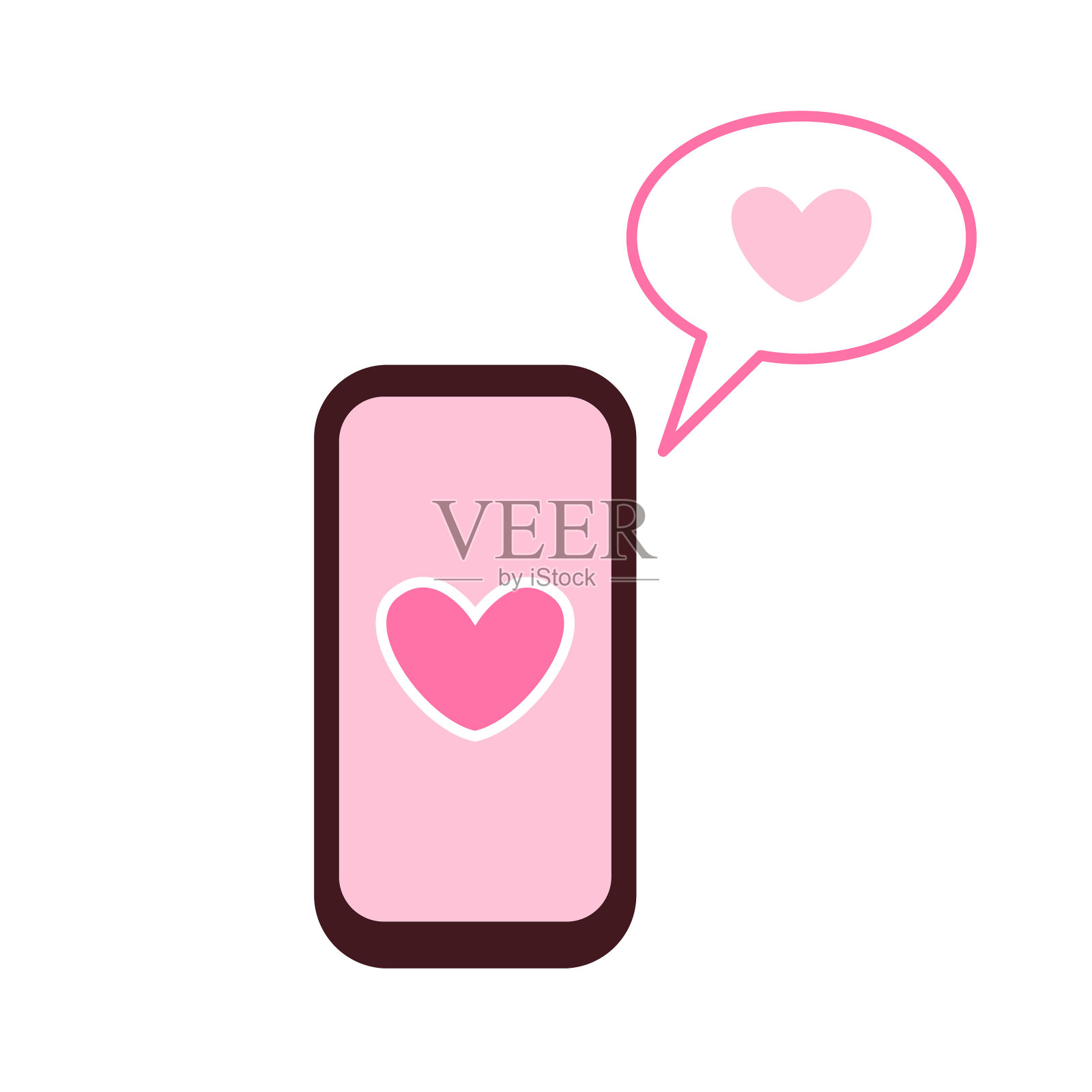 手机屏幕爱心矢量插画插画图片素材