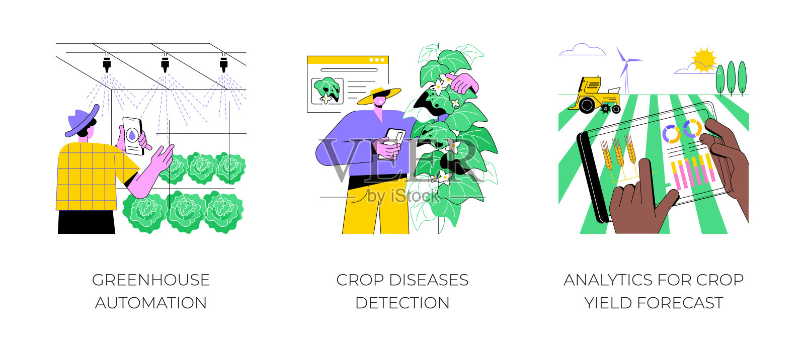 智能技术的现代农业孤立的卡通矢量插图。插画图片素材