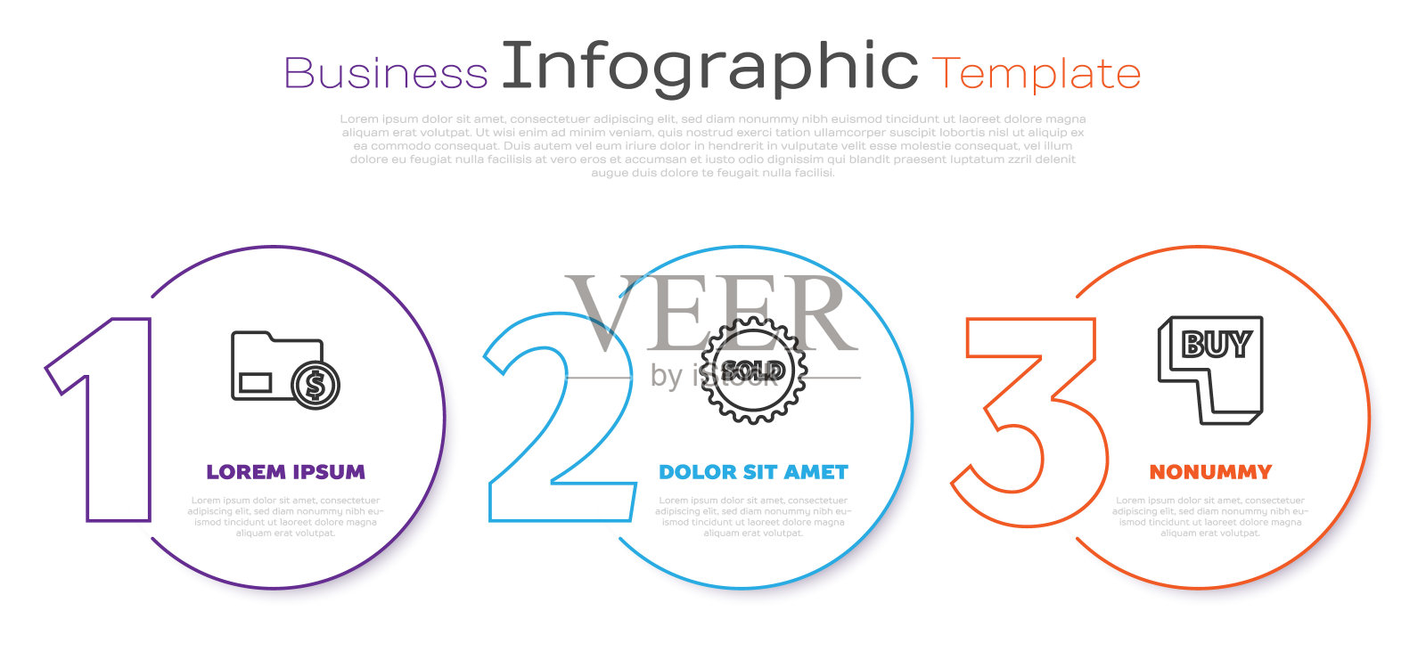 设置线信封与硬币美元，出售标签和购买按钮。业务信息图表模板。向量插画图片素材