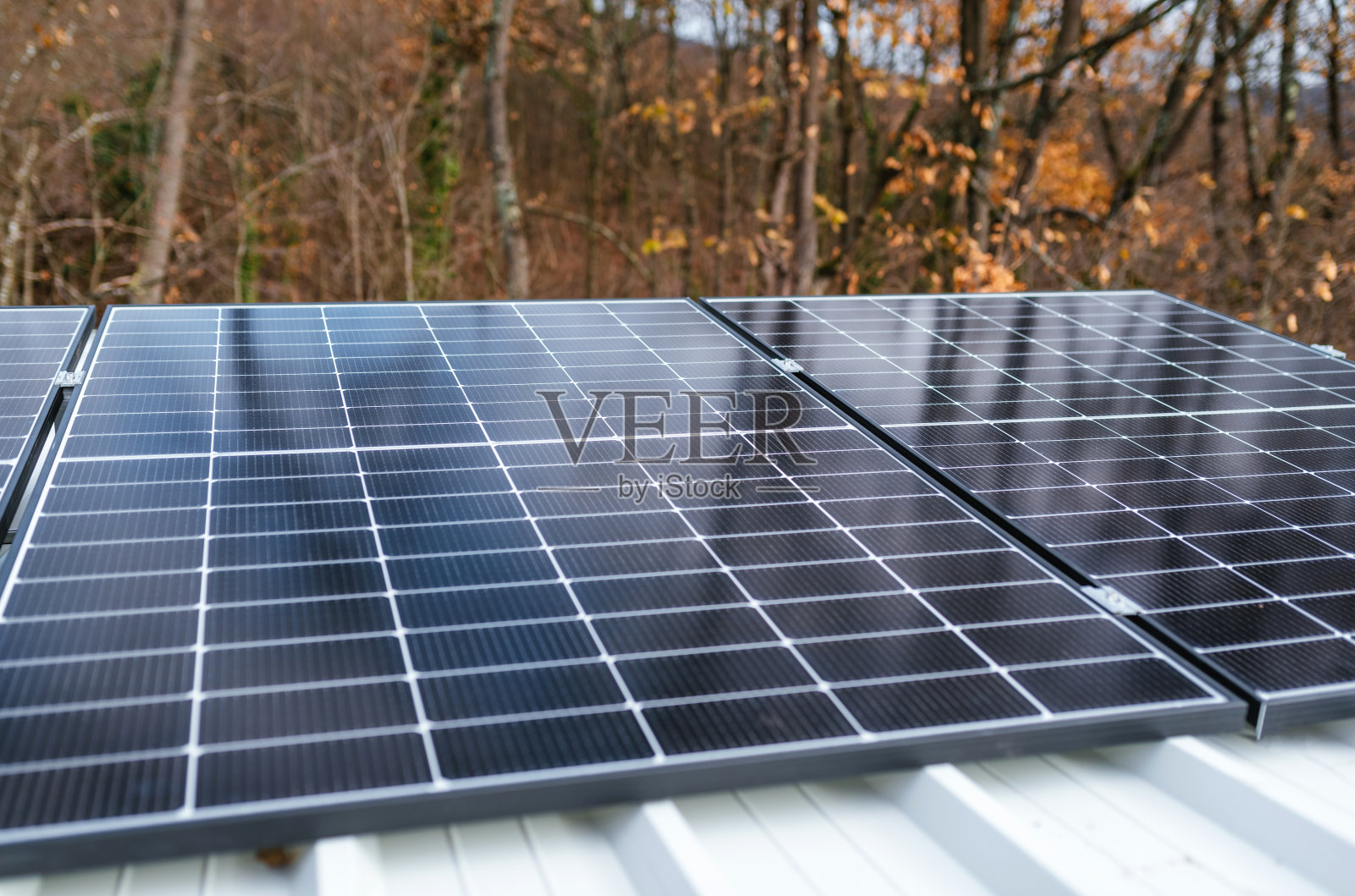 近距离观察太阳能电池板照片摄影图片