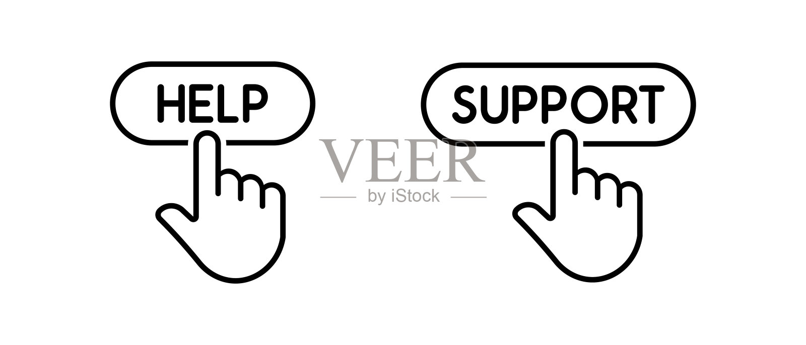 客户服务图标矢量集。轮廓支撑符号插画图片素材