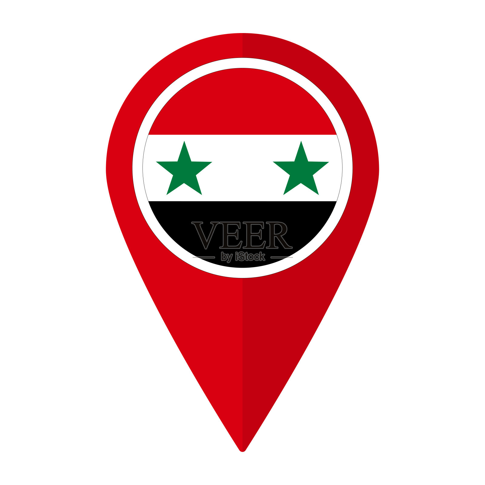 叙利亚国旗在地图上的精确图标被隔离。叙利亚国旗插画图片素材