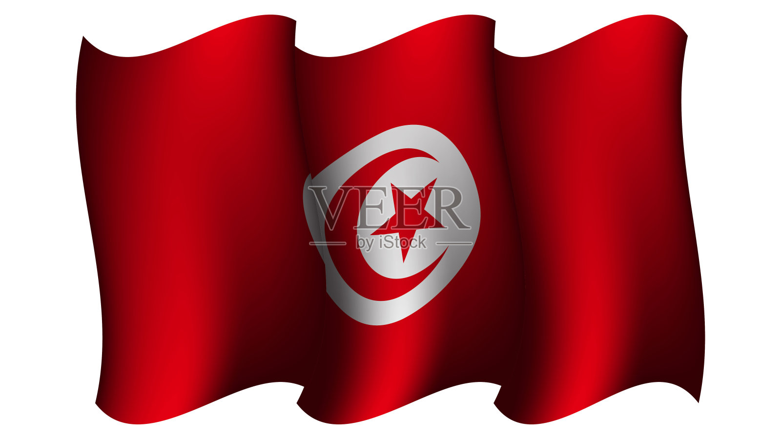 现实的突尼斯挥舞旗帜设计矢量插图插画图片素材