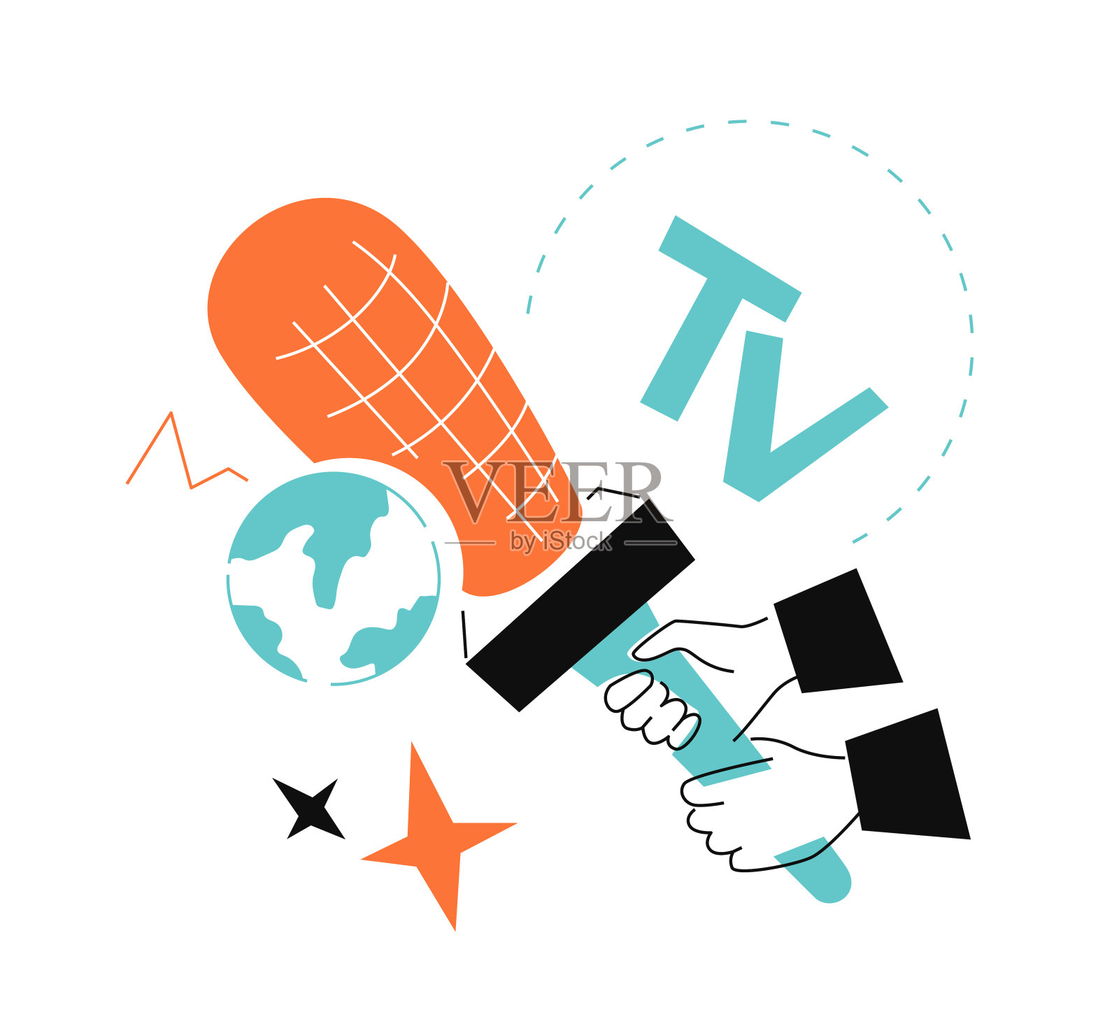 电视和媒体彩色平面设计风格插图插画图片素材