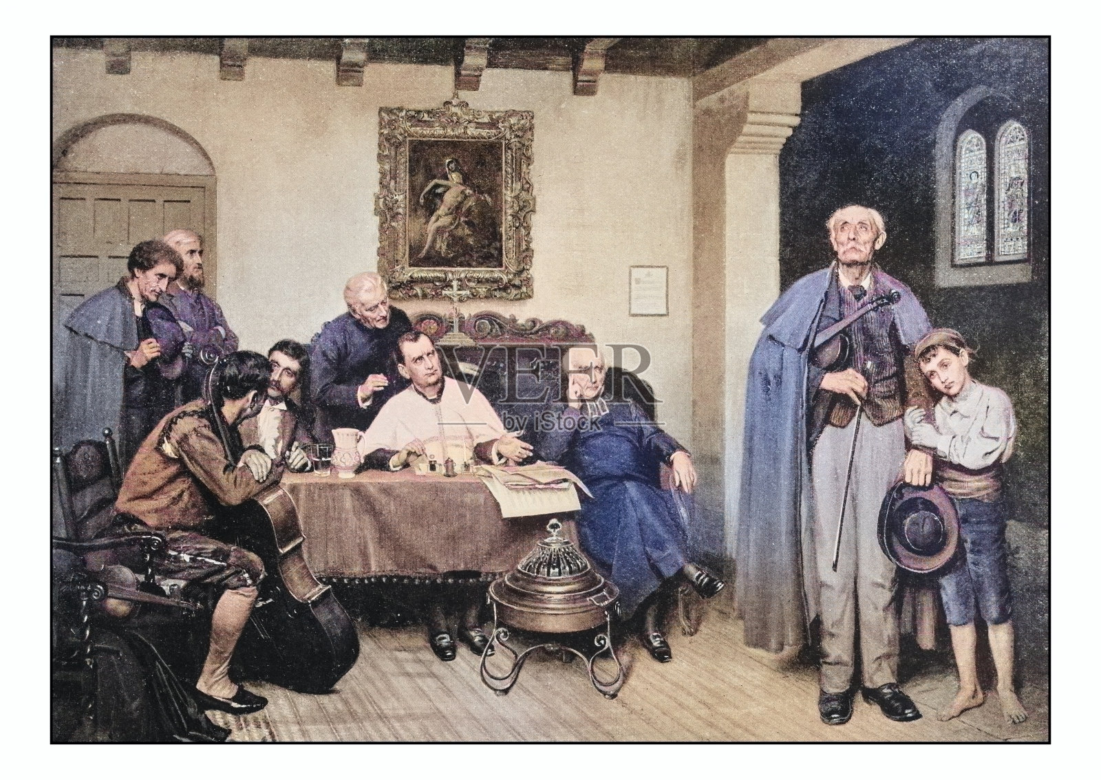 古玩写真:室内人物插画图片素材