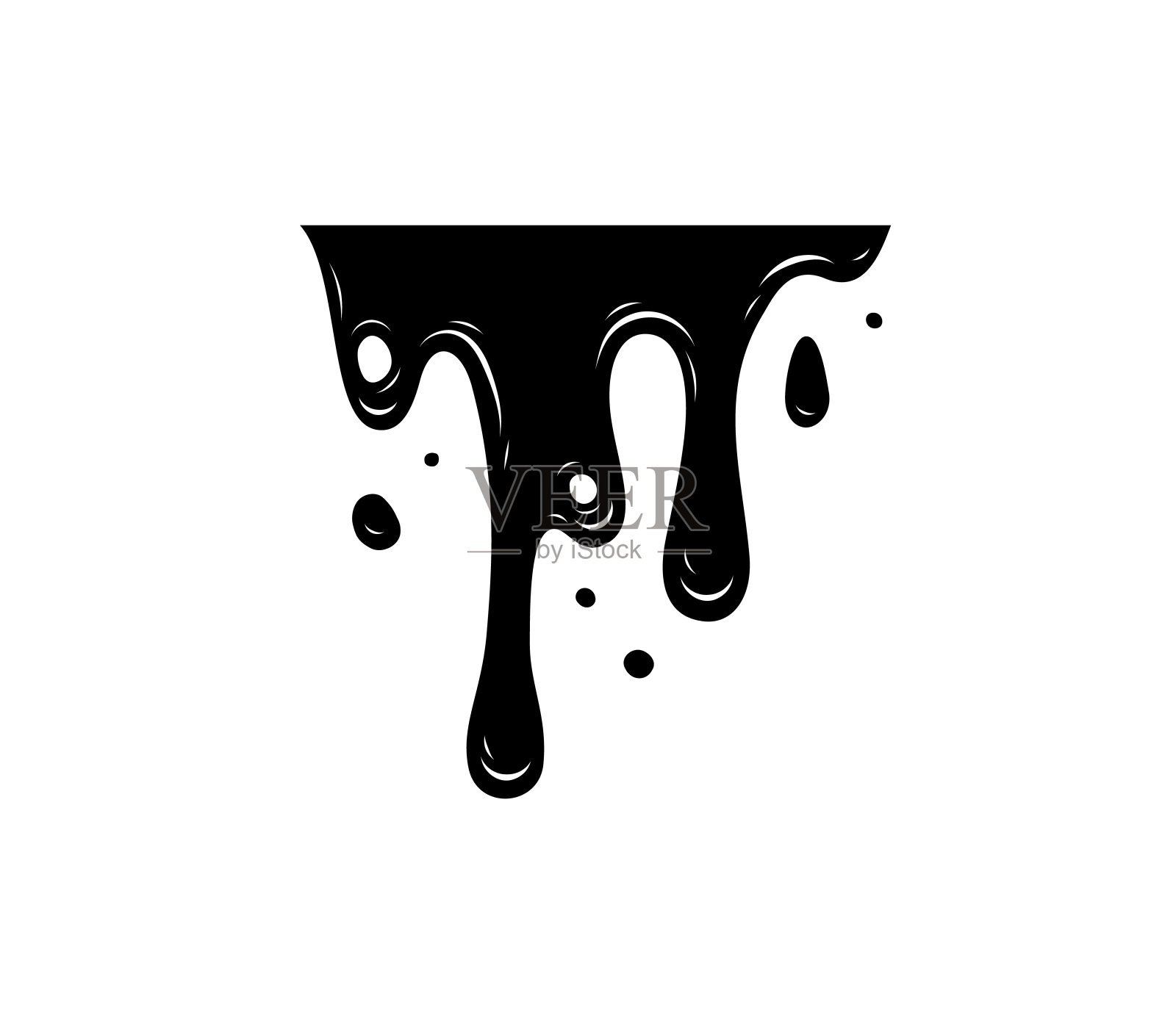 黑色油漆滴油图形元素。插画图片素材
