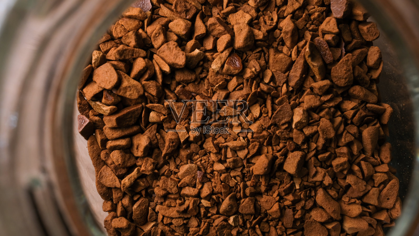 颗粒咖啡的特写从顶部角度照片摄影图片