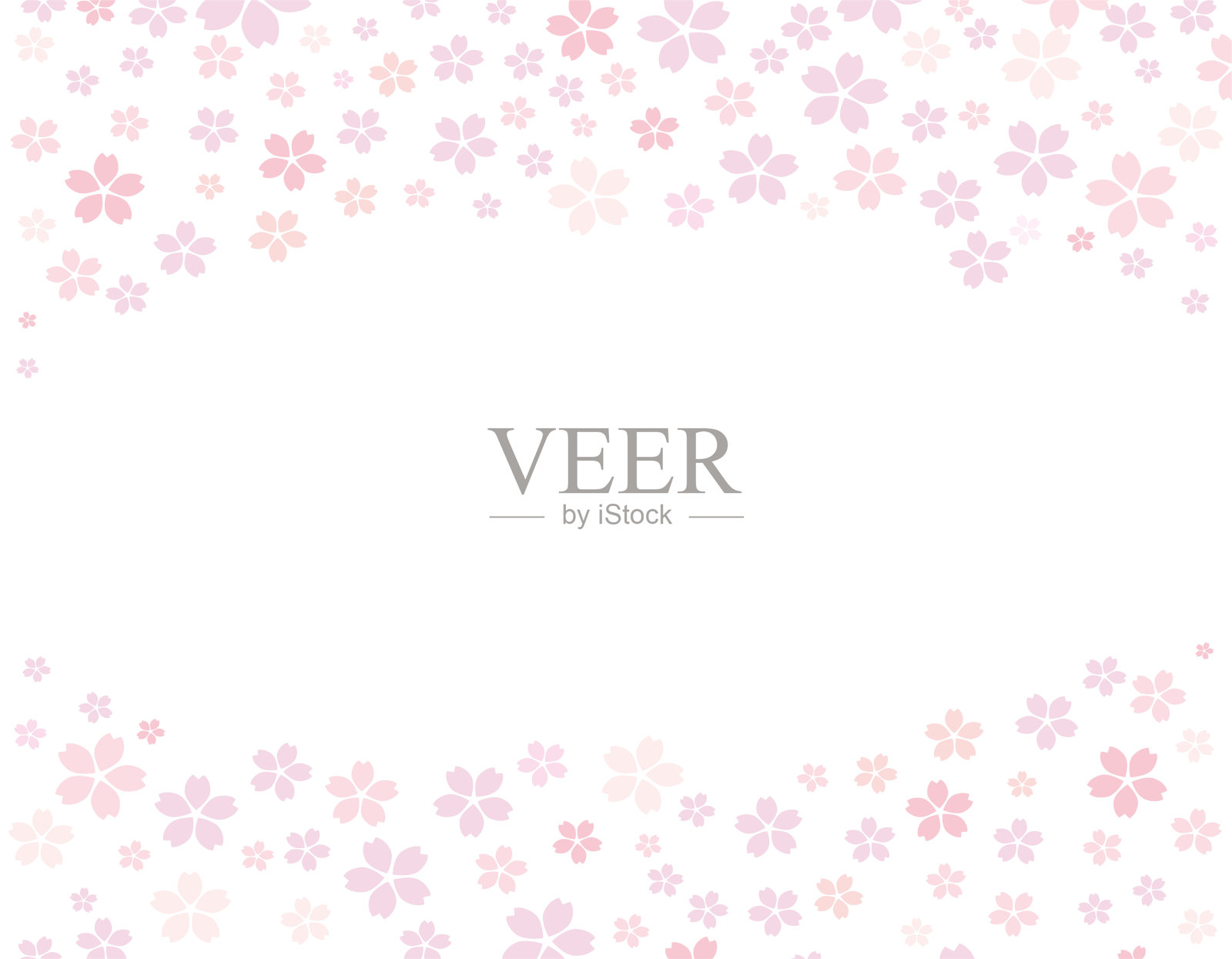 樱花花瓣背景剪贴画。粉红色渐变背景。插画图片素材