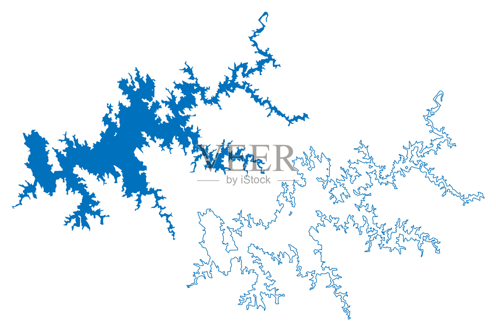 恩博卡索湖(巴西联邦共和国)地图矢量插图，涂鸦素描水库Usina de恩博卡索或圣地亚哥大坝地图插画图片素材