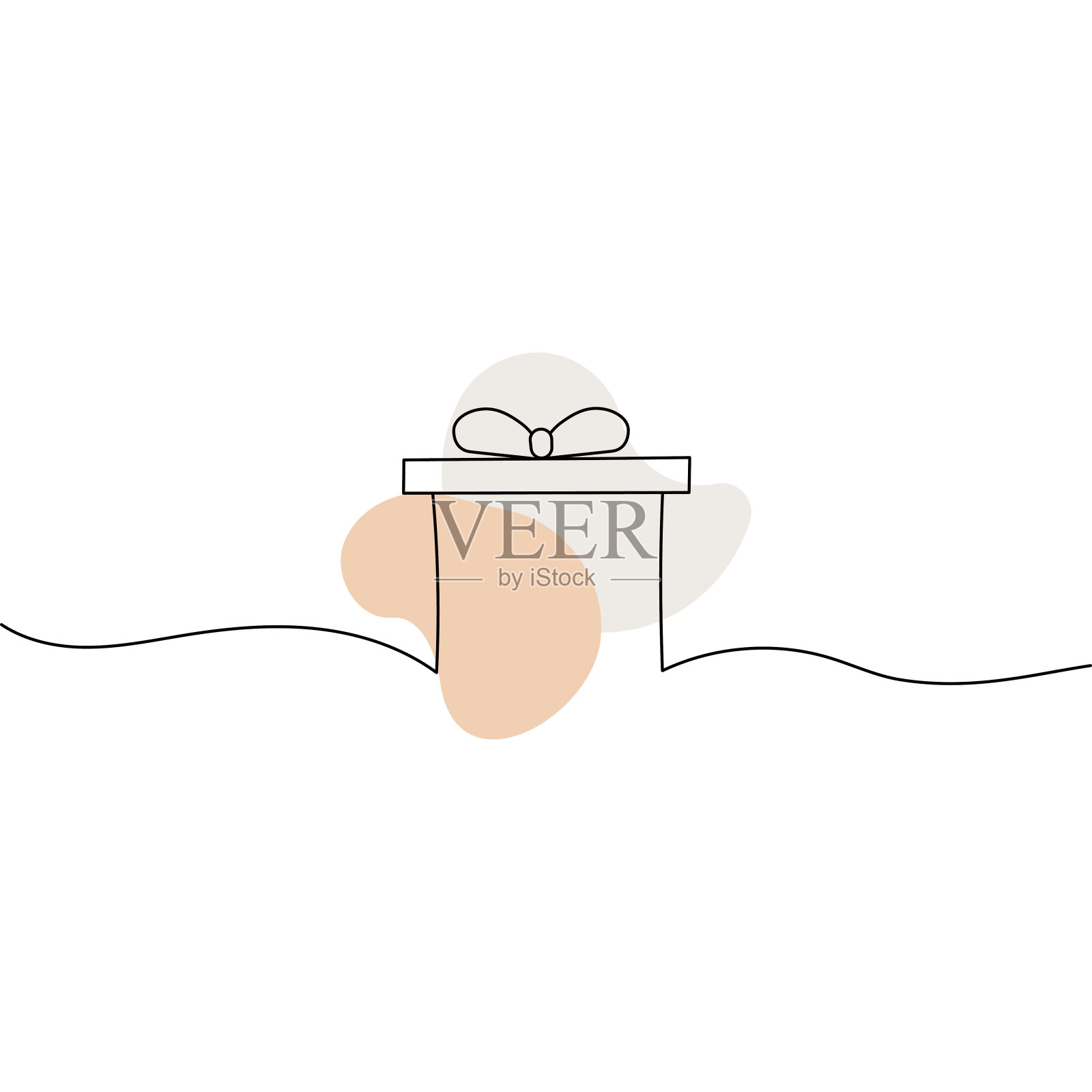 礼盒一行画。连续一行礼盒。带蝴蝶结的礼物。涂鸦矢量插图插画图片素材