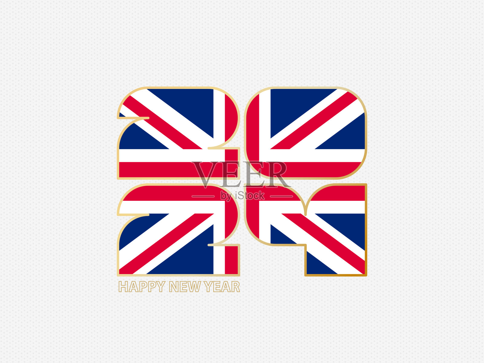 摘要数字2024与英国国旗。插画图片素材