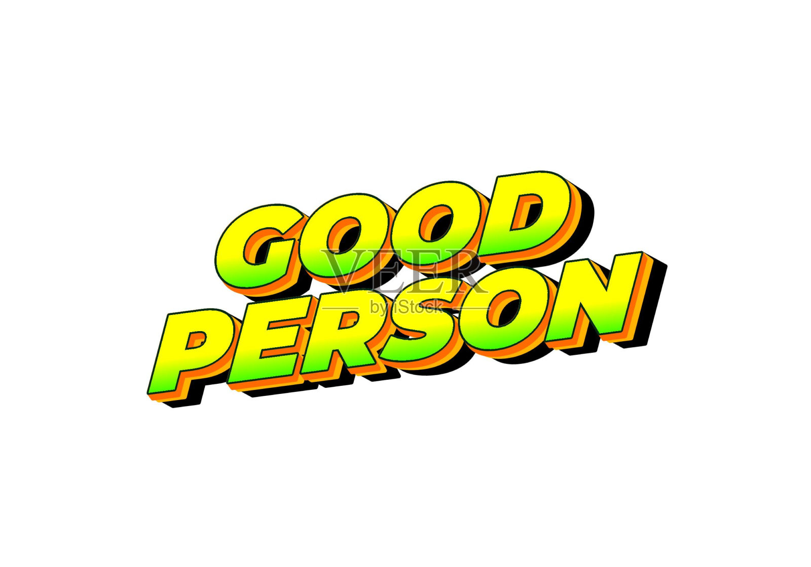 好人。文字效果在3D外观。醒目的颜色插画图片素材