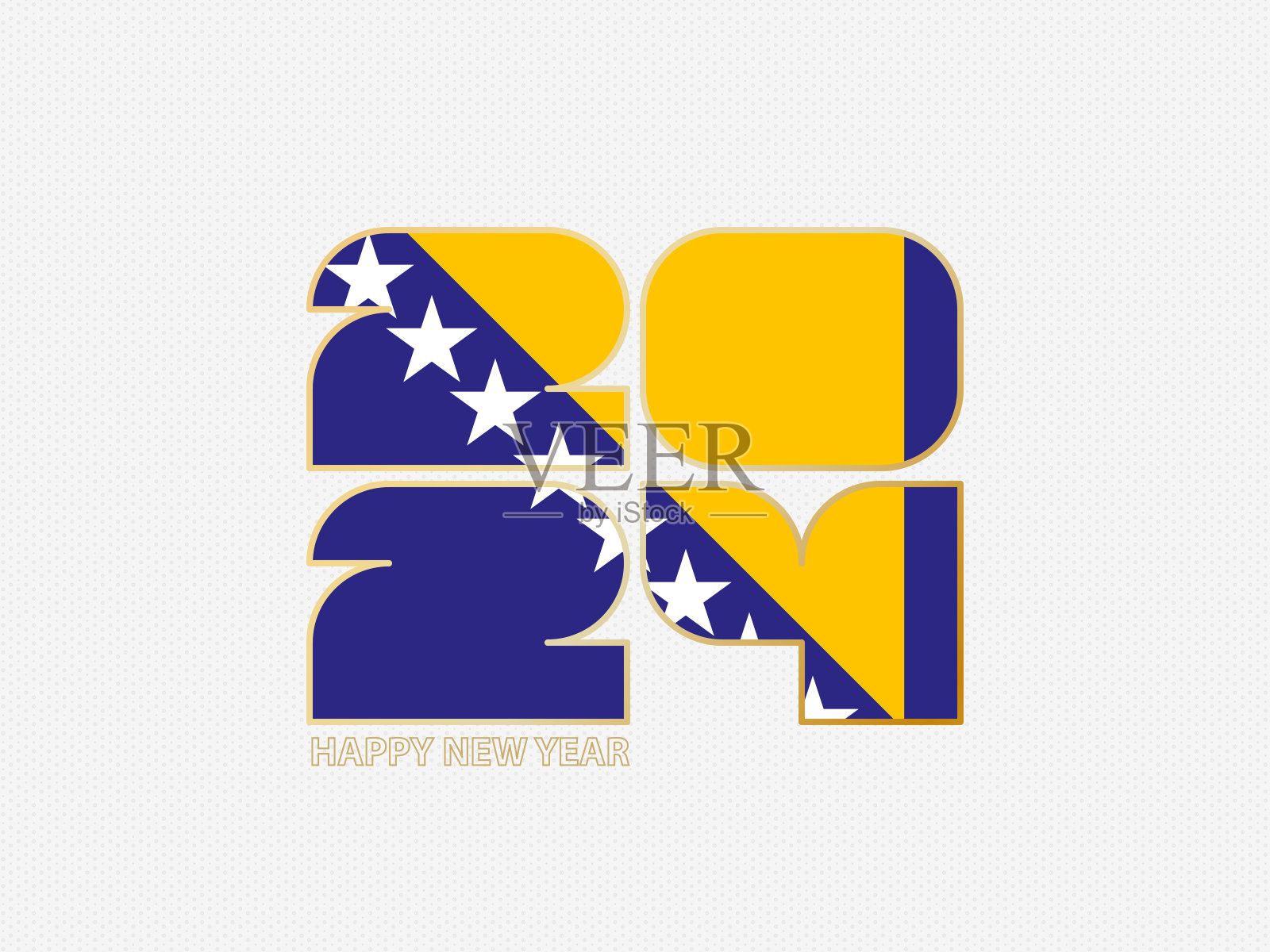 摘要数字2024与波斯尼亚和黑塞哥维那国旗。插画图片素材