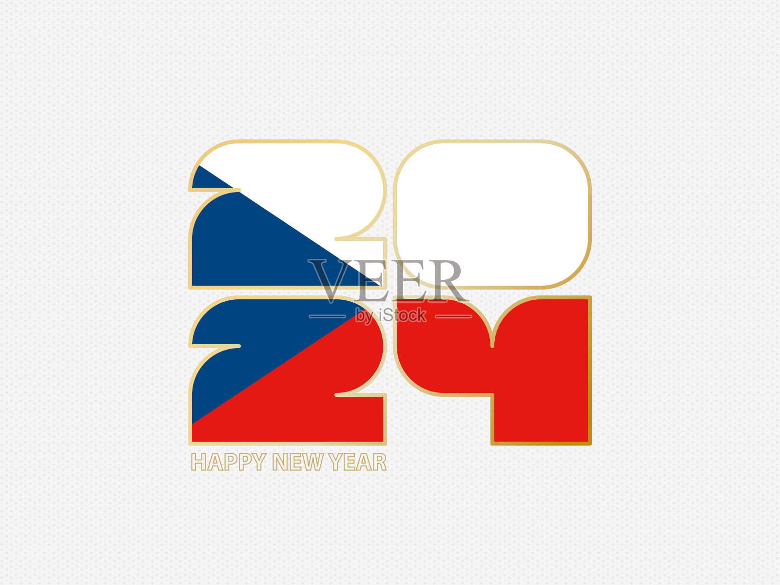 摘要数字2024与捷克共和国国旗。插画图片素材