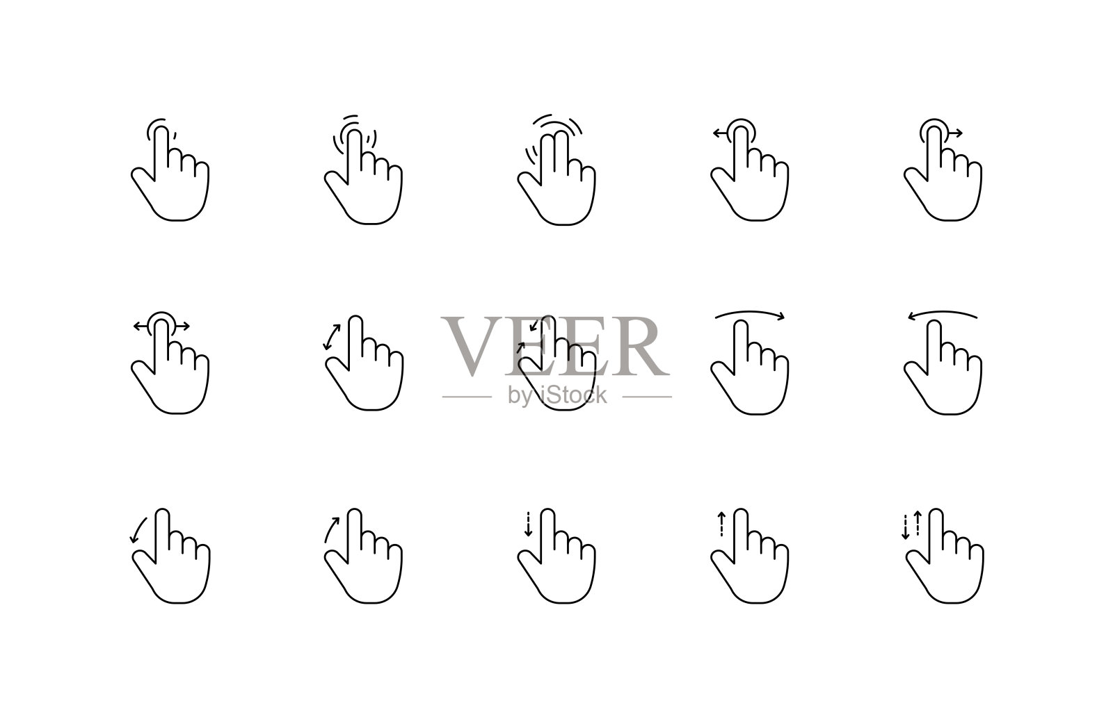 触摸屏手势线图标设置可编辑的笔画插画图片素材