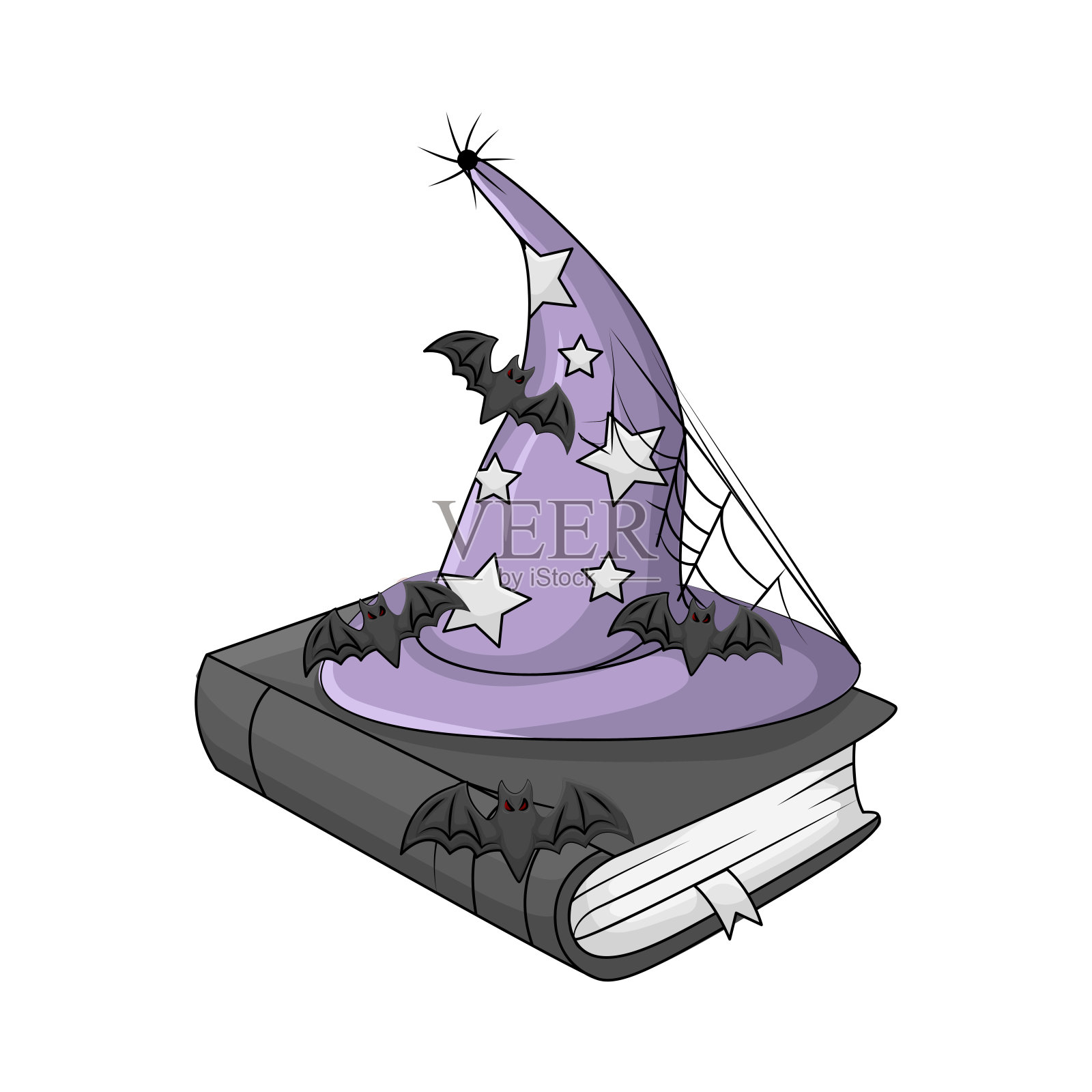 带书的女巫帽插画图片素材