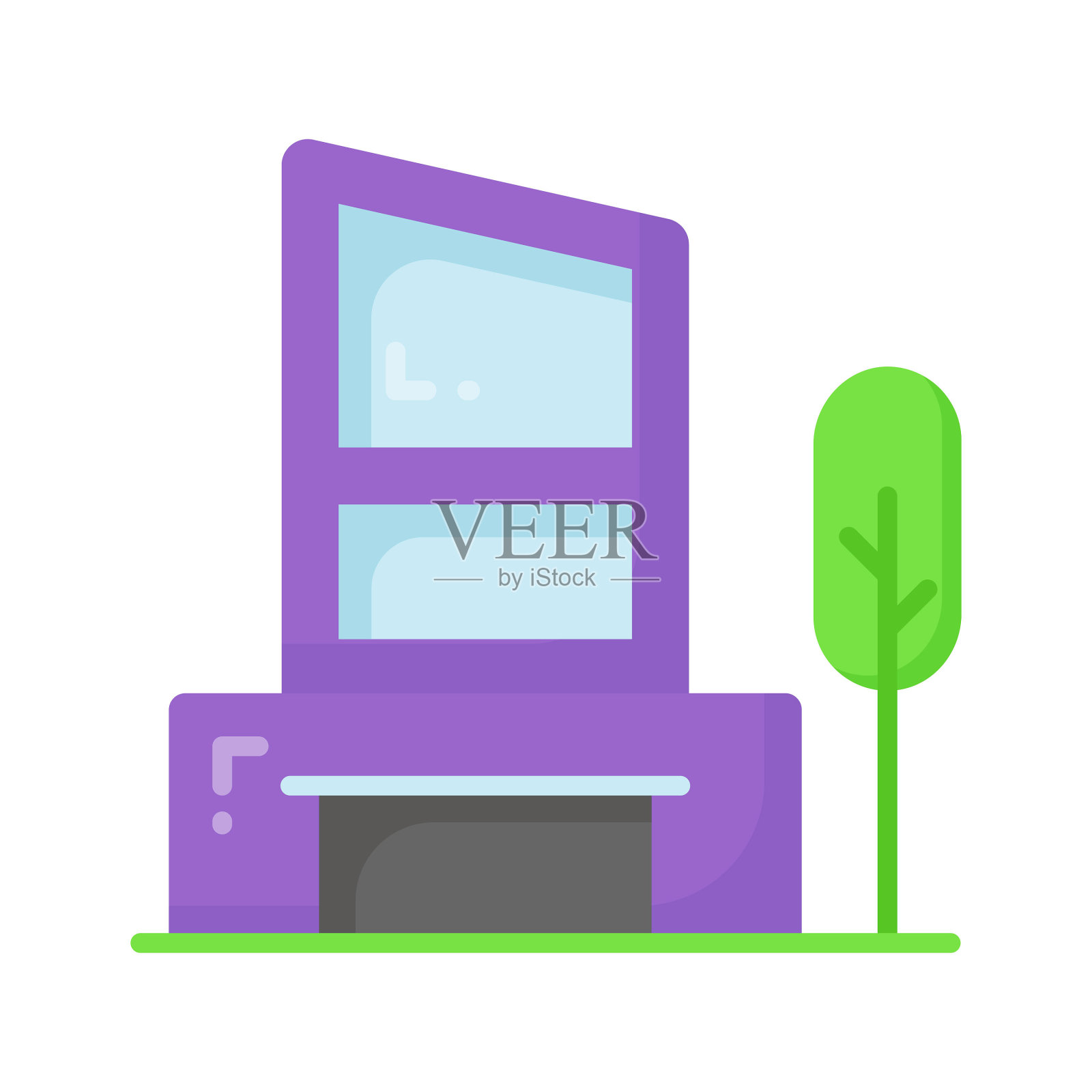 一个令人惊叹的标志，住宅建筑，办公楼，公寓，孤立在白色的背景。插画图片素材