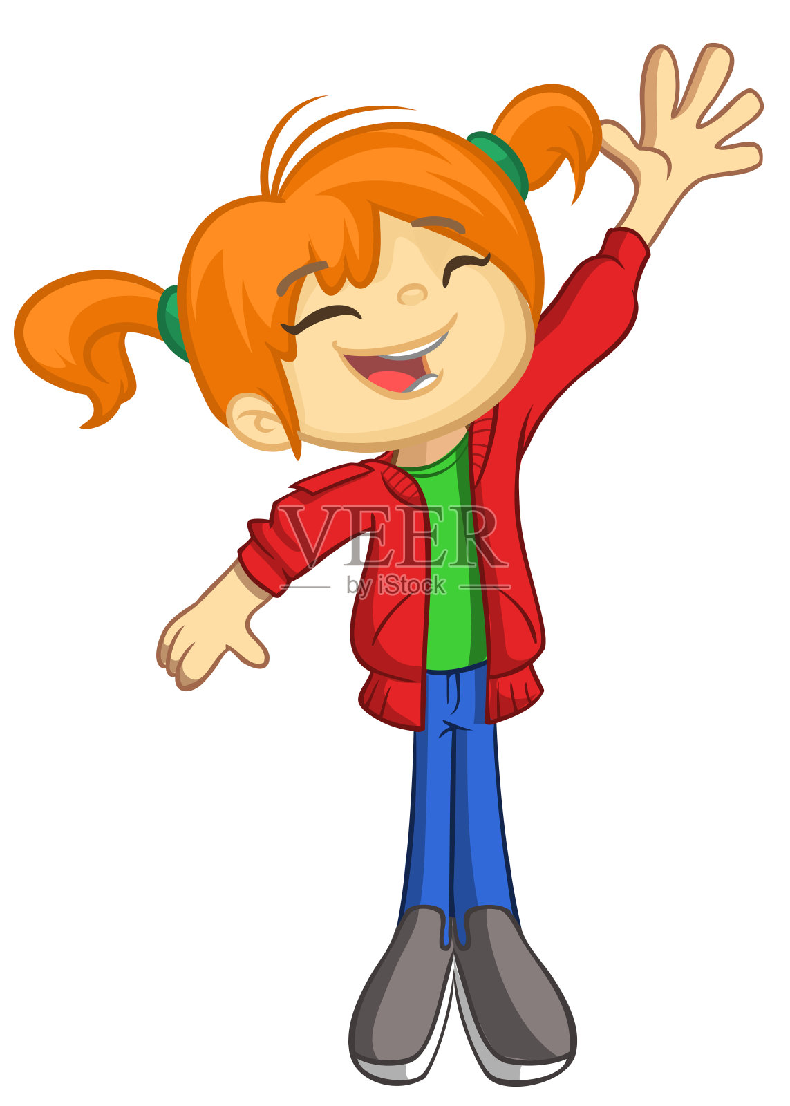 可爱卡通红发小女孩矢量插画插画图片素材