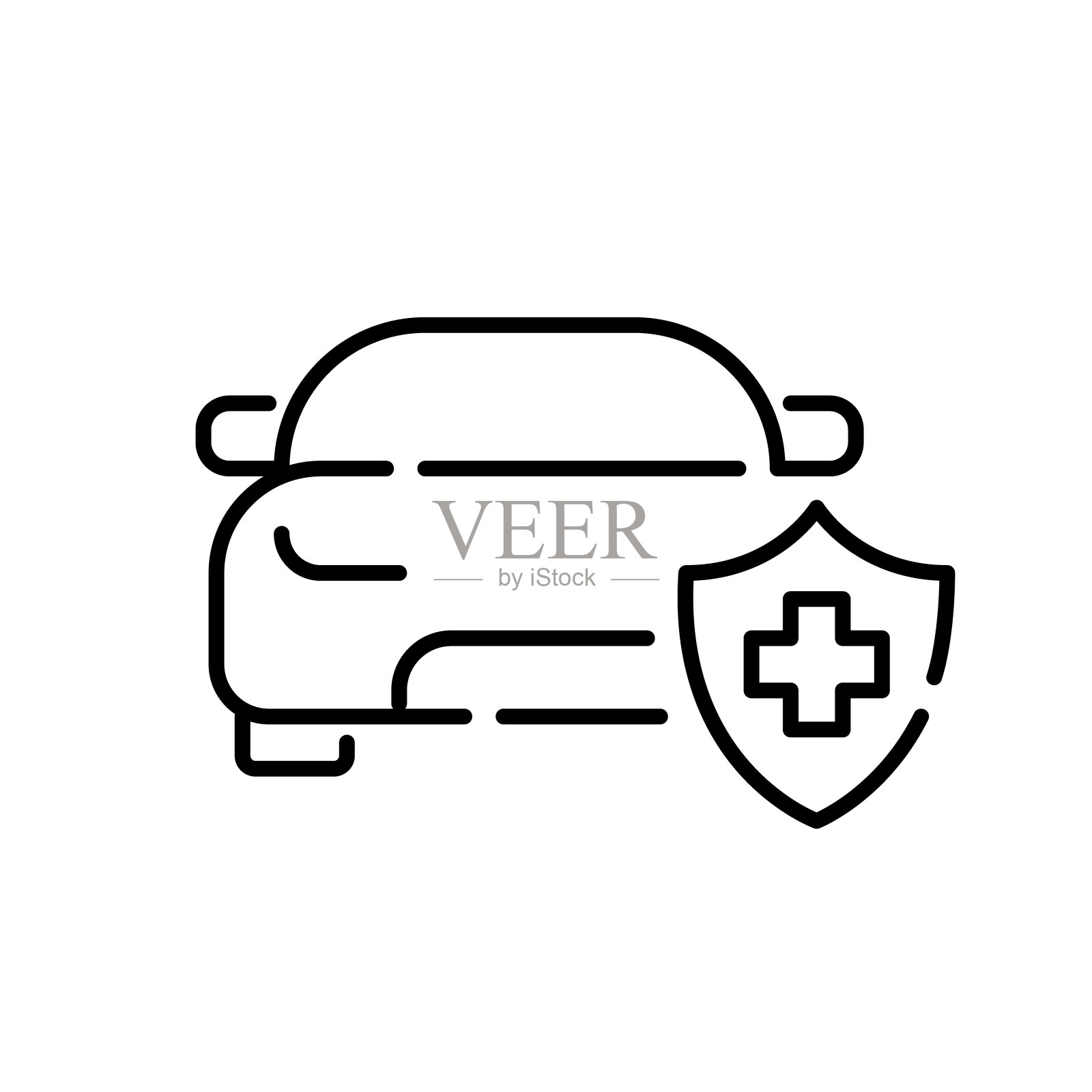 汽车司机和乘客的医疗保险。像素完美的图标插画图片素材