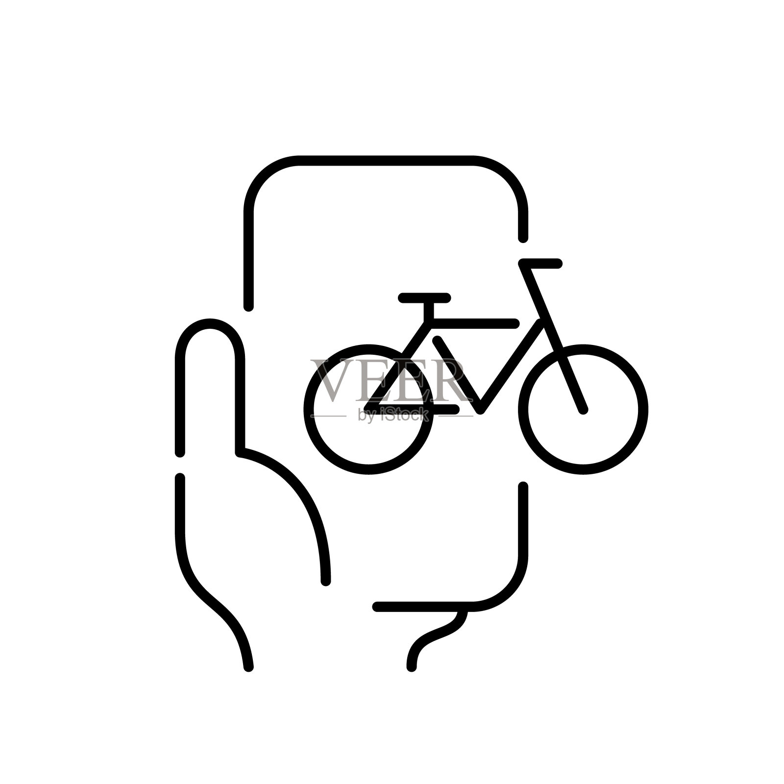 自行车租赁手机应用程序。像素完美的图标插画图片素材