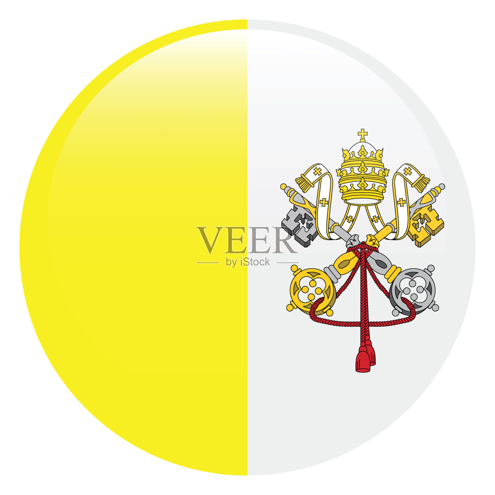 梵蒂冈国旗。按钮标志图标。标准颜色。圆形图标标志。3 d演示。电脑插图。数码插图。矢量插图。插画图片素材