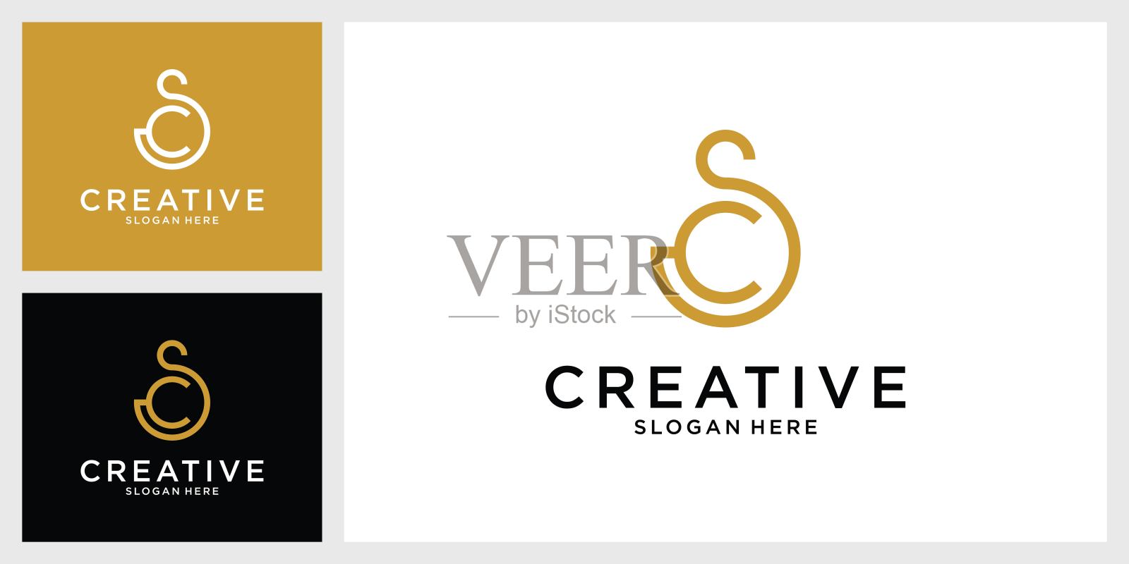 CS或SC首字母标志设计矢量插画图片素材