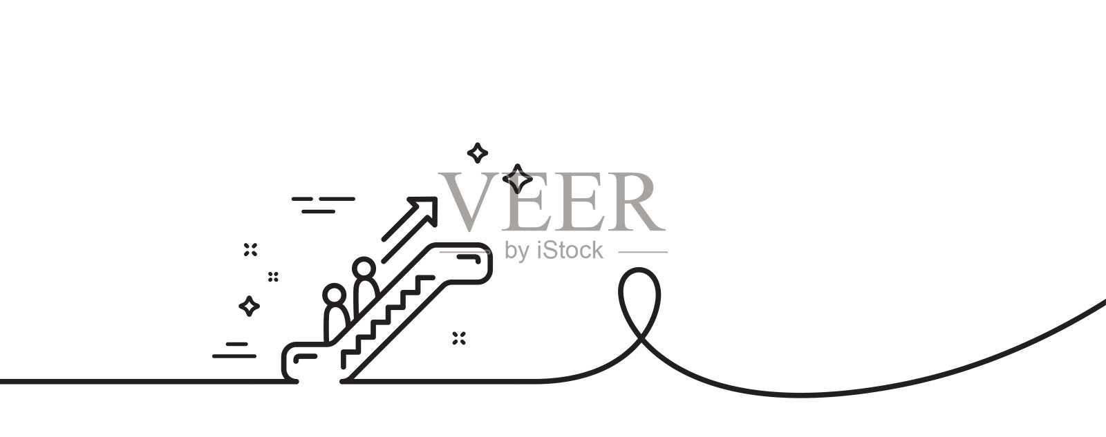 自动扶梯线路图标。电梯的迹象。带旋度的连续线。向量插画图片素材