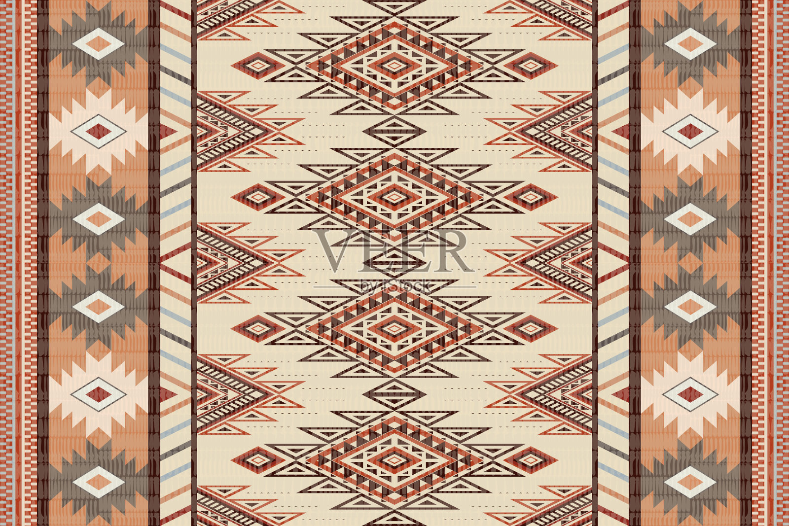 纳瓦霍部落矢量无缝模式。印第安人的装饰品。西南民族装饰风格。波西米亚几何装饰。矢量无缝模式。墨西哥毛毯，地毯。编织地毯插图。插画图片素材