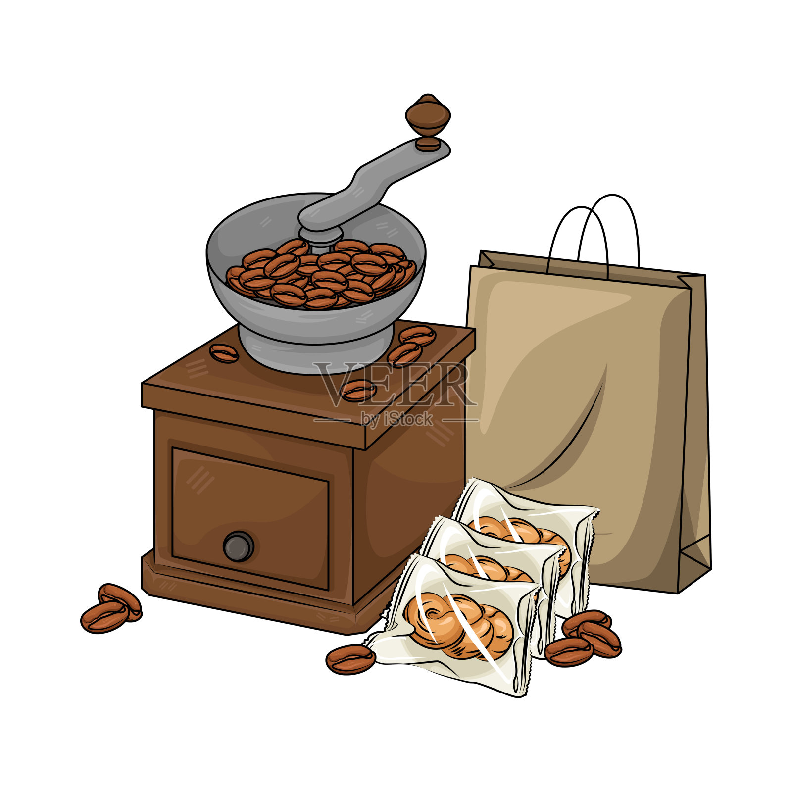 咖啡研磨机插画图片素材