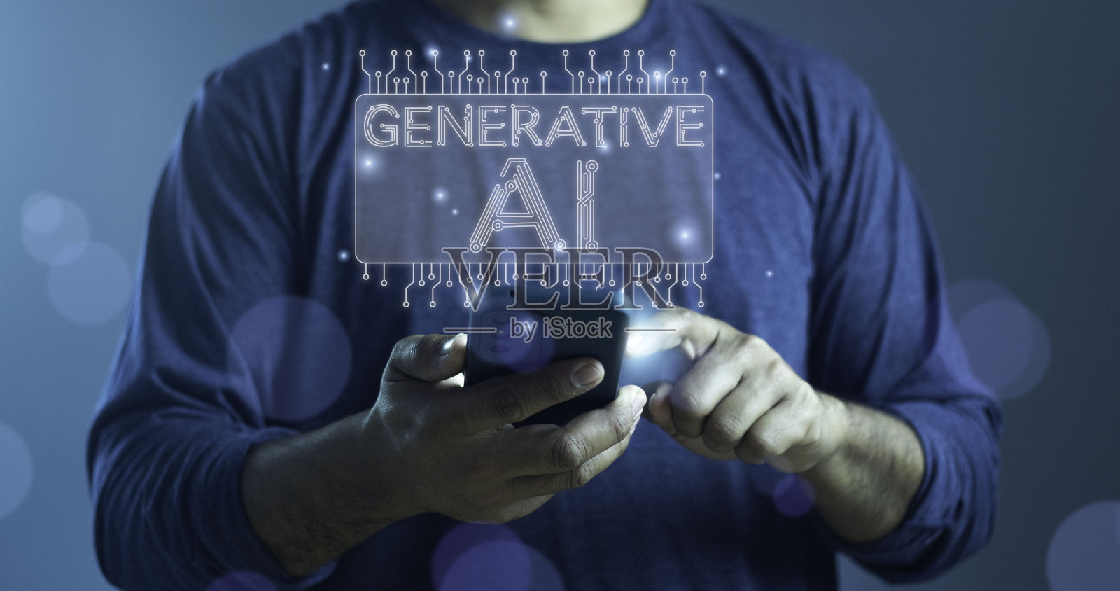 人类使用技术生成人工智能作为工作工具。与AI聊天，利用AI智能机器人技术，人工智能生成一些东西或帮助解决工作问题照片摄影图片