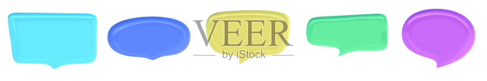 3d语音气球设置文本。云为消息说话。对话框。3d矢量渲染。插画图片素材