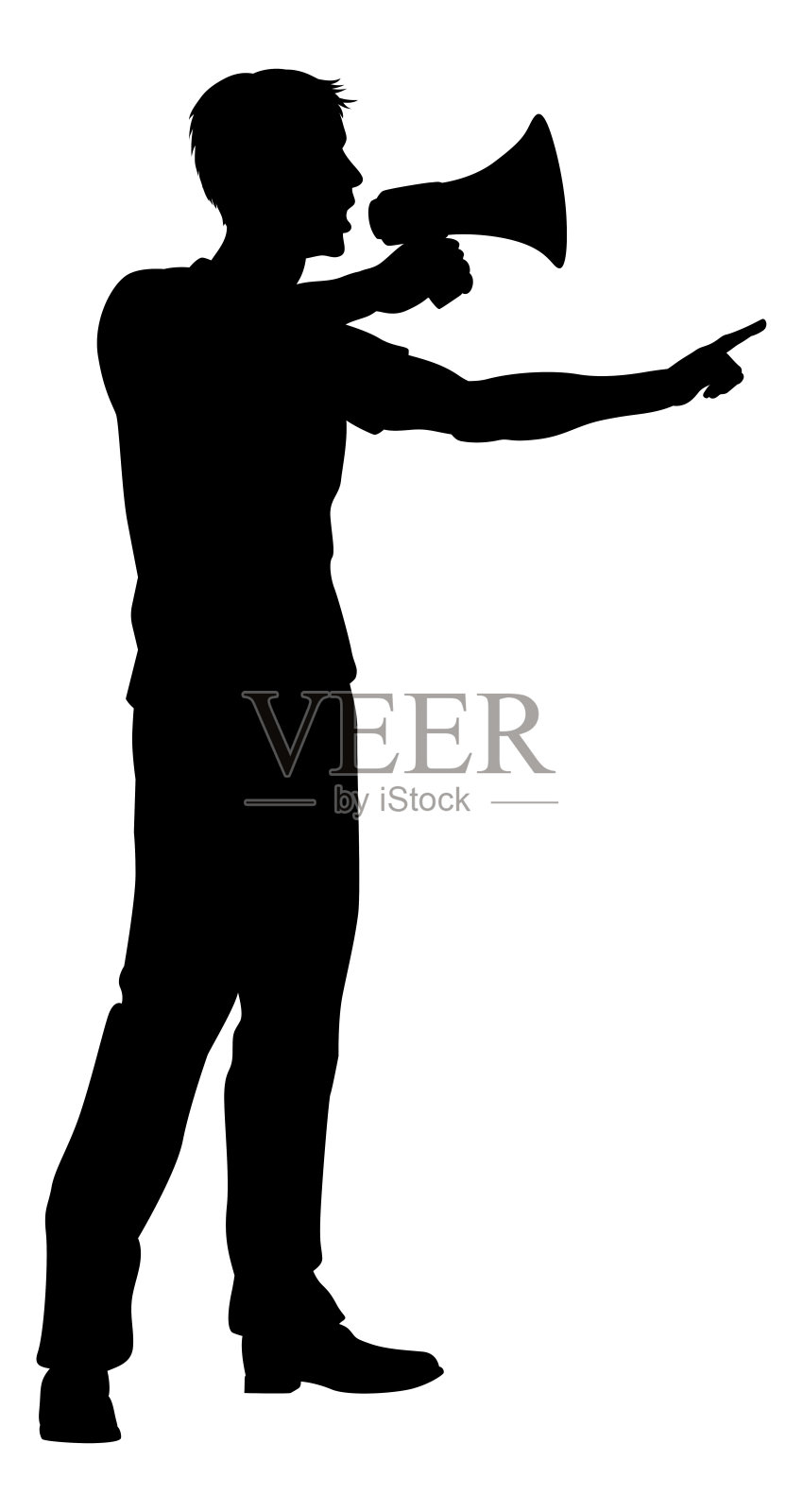 抗议集会游行扩音器剪影人插画图片素材