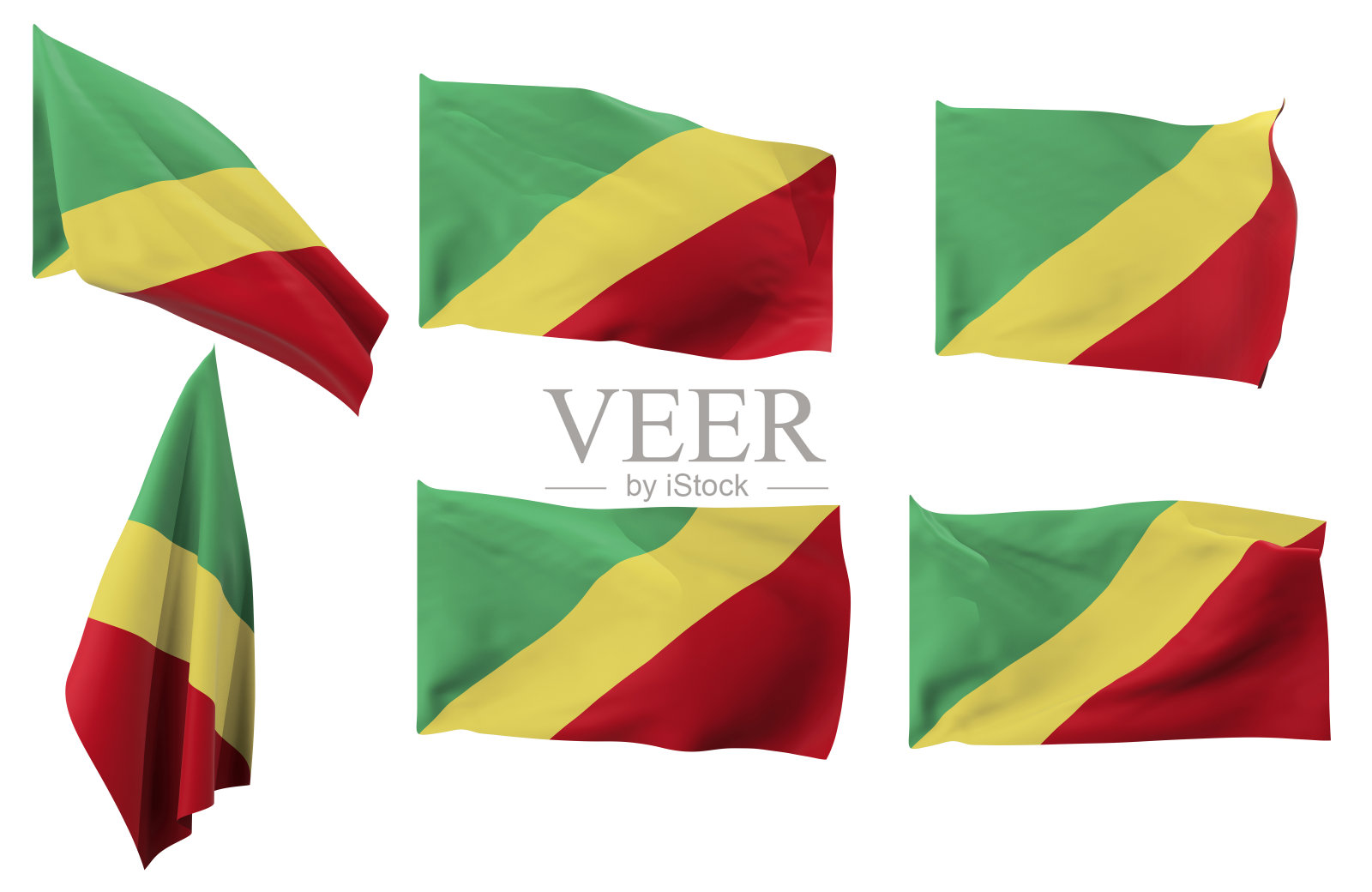 刚果共和国国旗的六个不同位置的大照片照片摄影图片