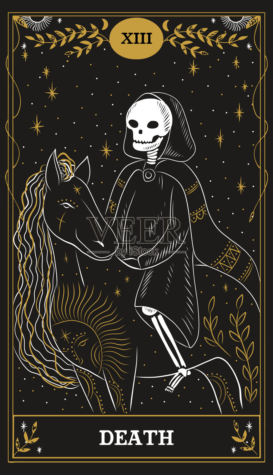 复古风格的塔罗牌。对未来的神奇预言，神秘人物。插画图片素材