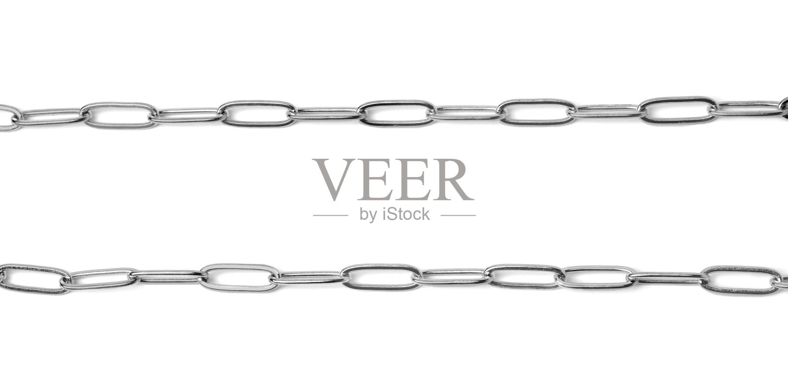 白色隔离的金属链，俯视图。奢华的珠宝照片摄影图片