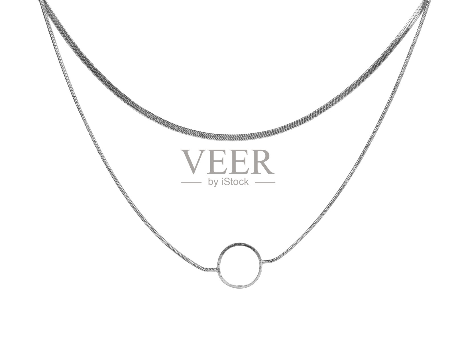 金属链隔离在白色。奢华的珠宝照片摄影图片