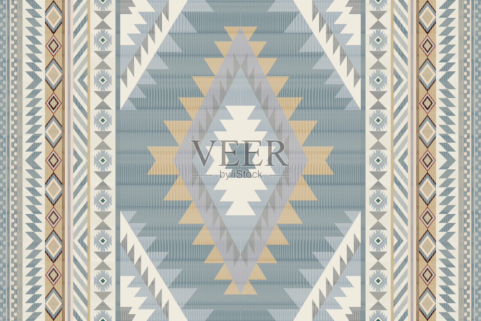 纳瓦霍部落矢量无缝模式。印第安人的装饰品。西南民族装饰风格。波西米亚几何装饰。矢量无缝模式。墨西哥毛毯，地毯。编织地毯插图。插画图片素材