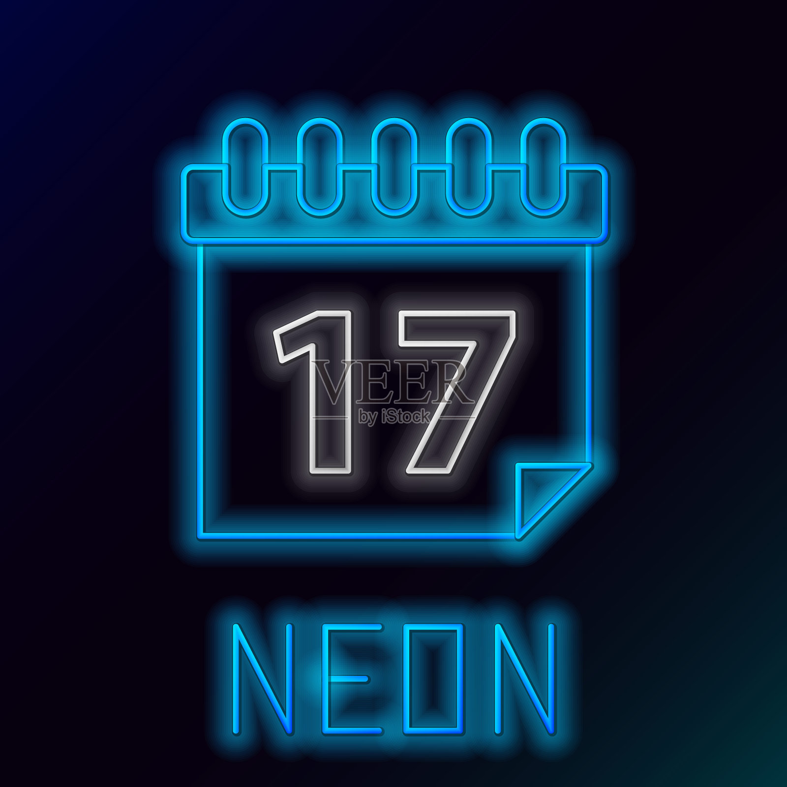 发光的霓虹灯线圣帕特里克日与日历图标孤立的黑色背景。3月17日。色彩缤纷的轮廓概念。向量插画图片素材